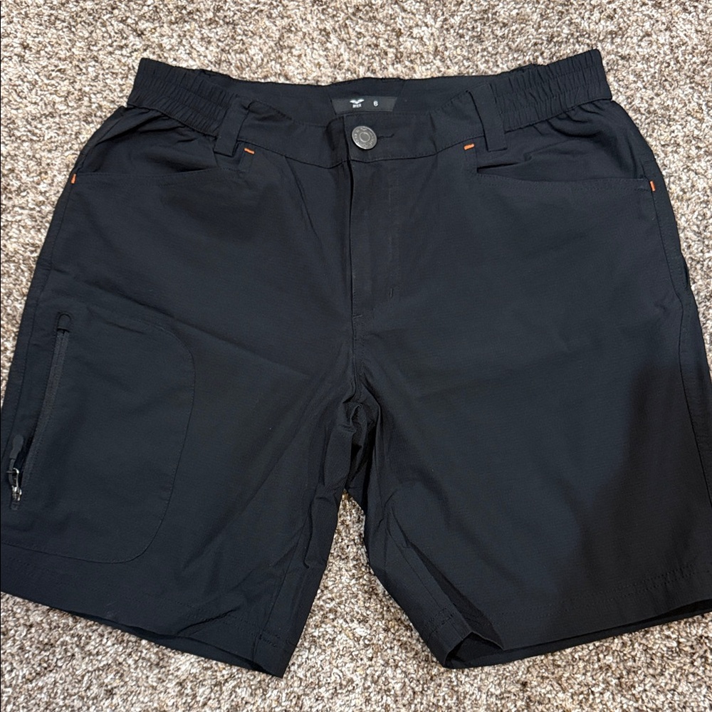 Women's Black Hybrid Active Shorts with Secure Zip Pocket